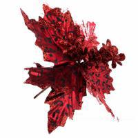 Цветок искусственный "Пуансеттия" (ткань), 20см