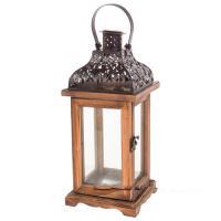 Фонарь (дерево, стекло), 14,5x14,5xH33 см