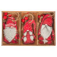 Набор елочных игрушек "Гном" (дерево), 9шт.