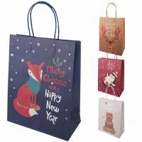 Набор пакетов подарочных крафт "Новый год" (бумага), 26x12,5xH32 см (12шт)