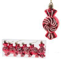 Набор елочных игрушек "Конфета" (пластик), 5хН8см, 6шт.