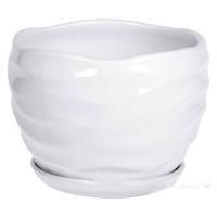 Горшок с поддоном "Волна" (керамика), D17xH13,5 см