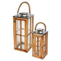 Набор фонарей (дерево, стекло), 18x18xH50 см, 12x12xH33 см (2шт)