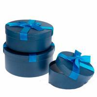 Набор коробок шляпных с бантом, D20xH9 см, D18xH7 см, D14xH6 см (3 шт)