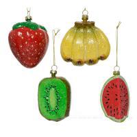 Елочная игрушка "Клубника, киви, банан, дыня" (пластик), 7,5х7,5хН11 см, в асс.