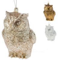 Елочная игрушка "Сова" (пластик), 7х6,5хН9,5см, в асс.