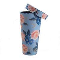 Коробка-кашпо "Конус/Цветы" без ручки с крышкой, D9,5xH18 см 