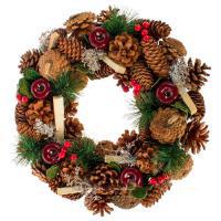 Венок с шишками, D34см