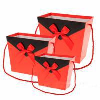 Набор коробок-кашпо с ручкой "Принт", 19,5x17xH12 см, 17,5x15xH10 см, 15,5x13xH8 см (3шт)