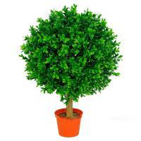 Самшит искусственный "Шар" на каркасе в кашпо, D35xH50 см