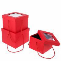 Набор подарочных коробок с окном, 19x19xH14 см, 21x21xH16 см, 24x24xH18 см (3шт)