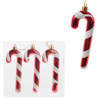 Набор елочных игрушек "Карамельная трость" (пластик), 4,5хН12,5см, 3шт.