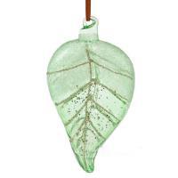 Елочная игрушка "Лист" (стекло), 7,5хН12см