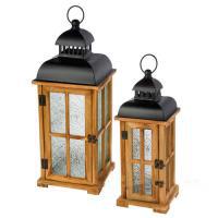 Набор фонарей (дерево, стекло), 19,5x19,5xH49 см, 14x14xH40 см (2шт)