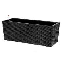 Кашпо PLANTA VITA "Balcony Twist black" с автополивом (пластик), 50х19хH19 см