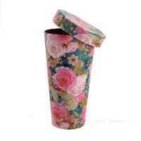 Коробка-кашпо "Конус/Цветы" без ручки с крышкой, D9,5xH18 см 