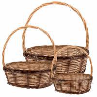 Набор корзин плетеных (ива), 35х26хН13/38см, 30х22хН12/33см, 26х18хН10/28см, (3шт)