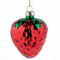Елочная игрушка "Клубника" (стекло), D6,5хН8,5см