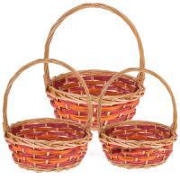 Набор корзин плетеных (ива), D38xH15/42см, D32xH14/37см, D26xH12/32см, 3шт.