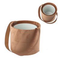 Коробка-ваза с пластиковой вставкой (бархат) круглая для цветов,160х150мм