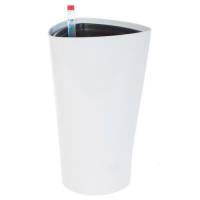 Кашпо PLANTA VITA "Crater Silk white" с автополивом (пластик), D15xH26 см
