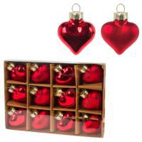 Набор елочных игрушек "Сердце" (стекло), 4см, 12шт.