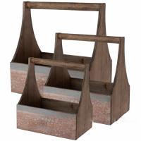 Набор кашпо с ручкой (дерево), 28x19xH10/29 см, 25x16xH9/26 см, 22x13xH8/23 см (3шт)