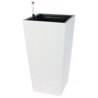 Кашпо PLANTA VITA "Conic Twist white" с автополивом (пластик), 30х30хH57 см