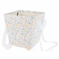 Коробка-кашпо "Трапеция/Цветы" с ручкой, 17x17xH18 см