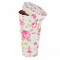 Коробка-кашпо "Конус/Цветы" без ручки с крышкой, D9,5xH18 см 