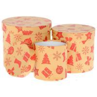Набор шляпных коробок "Новогодняя", D12xH12 см, D16xH15 см, D18,5xH17 см (3шт)