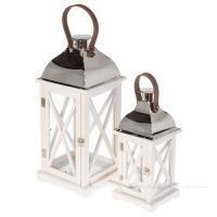 Набор фонарей (дерево, стекло), 20x20xH47 см, 14x14xH32 см (2шт)