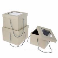 Набор подарочных коробок с окном, 19x19xH14 см, 21x21xH16 см, 24x24xH18 см (3шт)