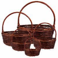 Набор корзин плетеных (ива), D64xH22/56см, D54xH20/51см, D45xH17/45см, D39xH14/41см, D31xH12/37см, 5