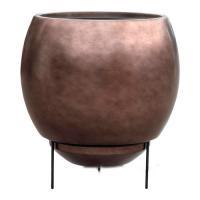 Кашпо Metallic Silver leaf Globe Elevated Matt Coffee (with liner + foot), D48хH45см