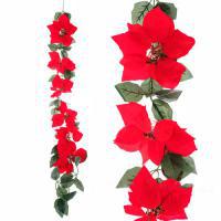 Гирлянда искусственная "Пуансеттия" (ткань), 180см