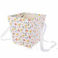 Коробка-кашпо "Трапеция/Цветы" с ручкой, 17x17xH18 см