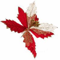 Цветок искусственный "Пуансеттия" (ткань), 15см