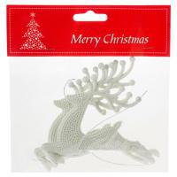 Набор елочных игрушек "Олень" (пластик), 12,5х9см, 2 шт.