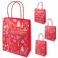 Набор пакетов подарочных крафт "Новый год" (бумага), 26x12xH32 см (12шт)