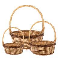 Набор корзин плетеных (ива), D32хН13/37см, D26хН16/33см, D22хН11/27см, (3шт)