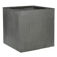 Кашпо Ridged Vertically Block L Dark Grey, 50х50хН50см