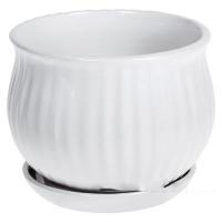 Горшок с поддоном (керамика), D14xH10 см