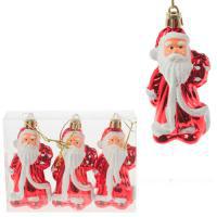 Набор елочных игрушек "Дед Мороз" (пластик), 4хН8,5см, 3шт.
