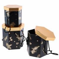 Набор коробок подарочных "Новогодняя" (картон), 13x13xH15 см, 15x15xH17 см, 16x16xH19 см (3шт)