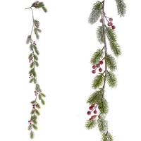 Гирлянда еловая заснеженная искусственная (пластик), 150см