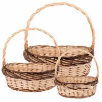 Набор корзин плетеных (ива), 45х35xH15/42см, 35х29xH13/37см, 30х23xH12/31см, 3шт.