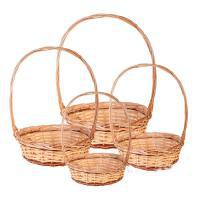 Набор корзин плетеных (ива), D30хН10/41см, D26хН9/37см, D22хН8,5/33см, D18хН8,5/30см, 4 шт.