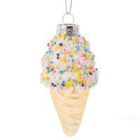 Елочная игрушка "Мороженое" (стекло), D4хН9см