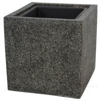 Кашпо полистоун Nobilis Marco "Rock2-gray Cube", 20х20хH20 см с тех.горшком